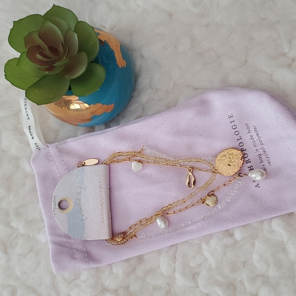 🆕️Anthro Seaside Anklets 3pc Gold 14k plated brass - Picture 1 of 11